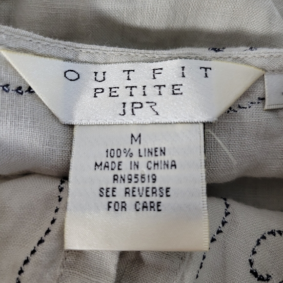 Womens Outfit Petite JPR Linen Embordered Tunic top Tan Size Med - Picture 7 of 9